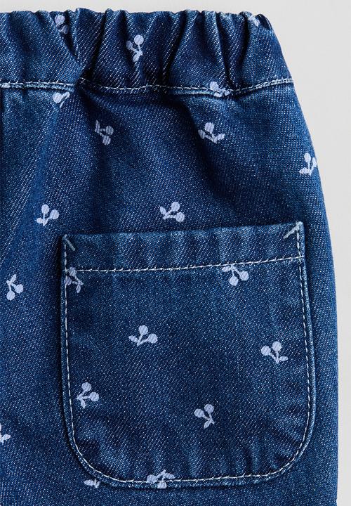 H&M - Cotton trousers - dark denim blue/cherries