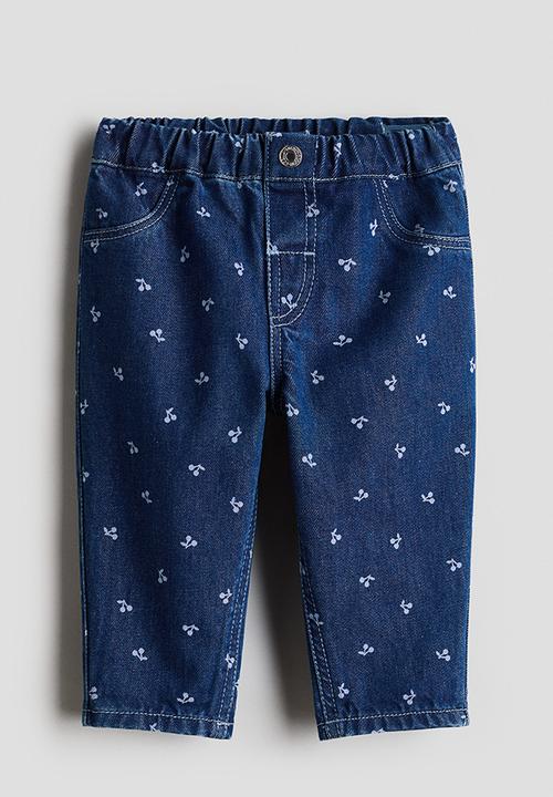 H&M - Cotton trousers - dark denim blue/cherries