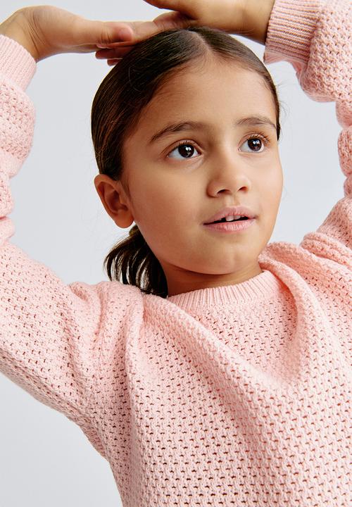 H&M - Hole-knit cotton jumper - light pink
