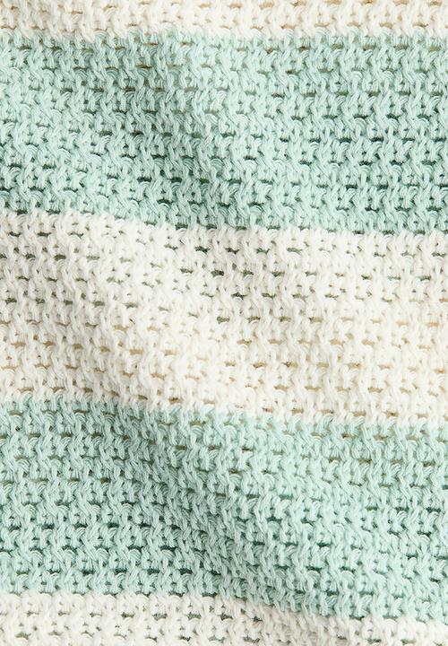 H&M - Hole-knit cotton jumper - light turquoise/white