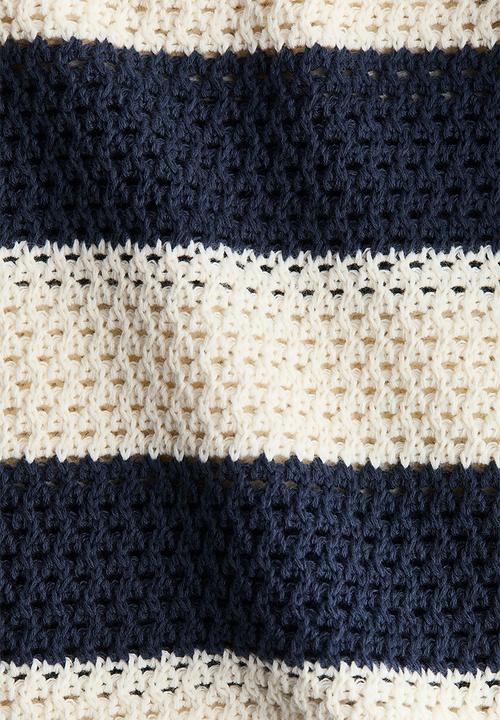 H&M - Hole-knit cotton jumper - navy blue/cream