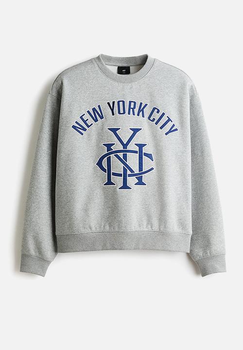 H&M - Loose fit printed sweatshirt - grey marl/new york city