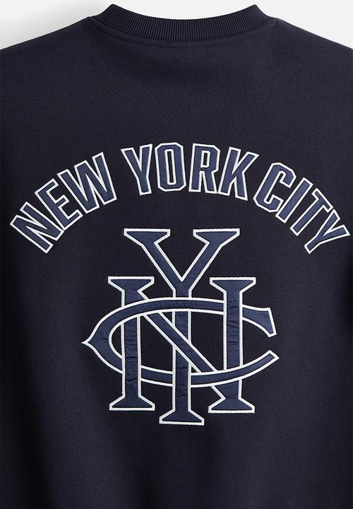 H&M - Loose fit printed sweatshirt - navy blue/nyc