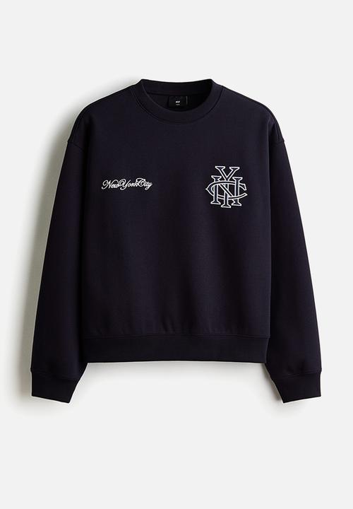 H&M - Loose fit printed sweatshirt - navy blue/nyc
