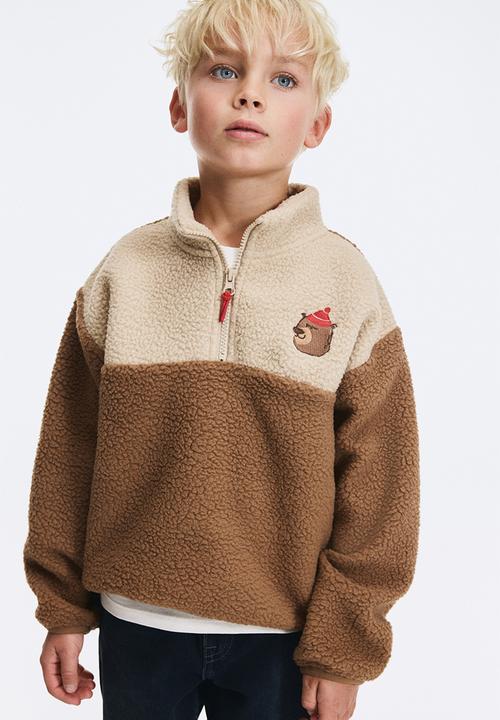 H&M - Teddy zip-top sweatshirt - light brown/bear