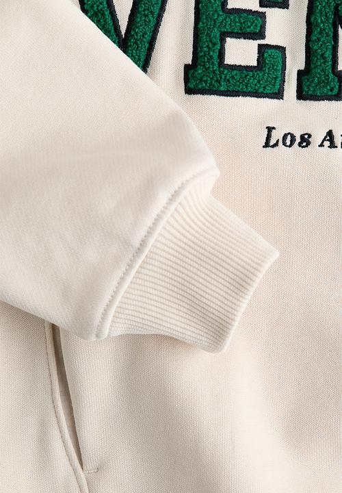 H&M - Embroidery-detail hoodie - cream/venice