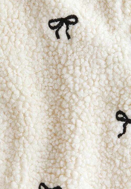 H&M - Zip-through teddy cardigan - cream/bows