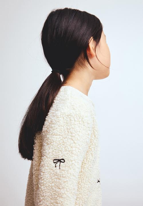 H&M - Zip-through teddy cardigan - cream/bows