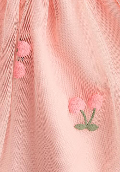 H&M - Printed tulle dress - light pink/cherries