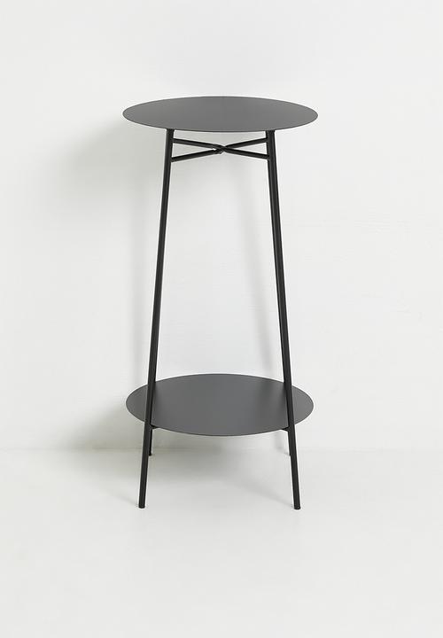 Tall iron side table - black