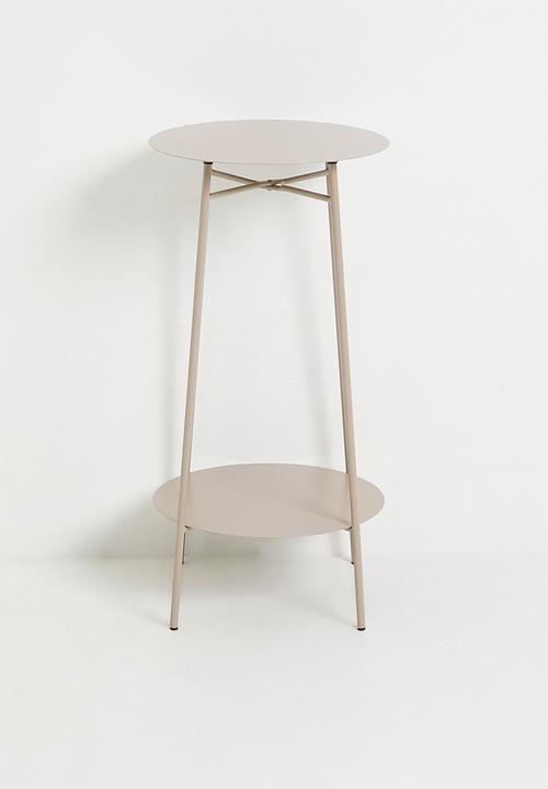 Tall iron side table - taupe