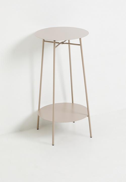 H&S - Tall iron side table - taupe