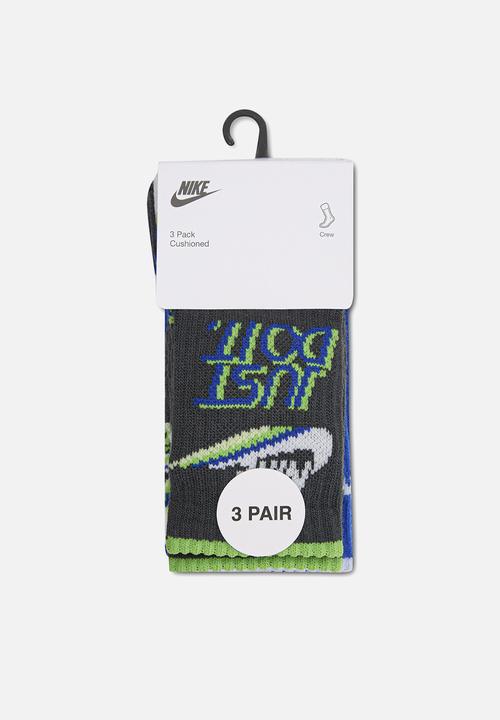Nike - Nhb 3Pk Victory Lap Crew Sock - Dk Smoke Grey