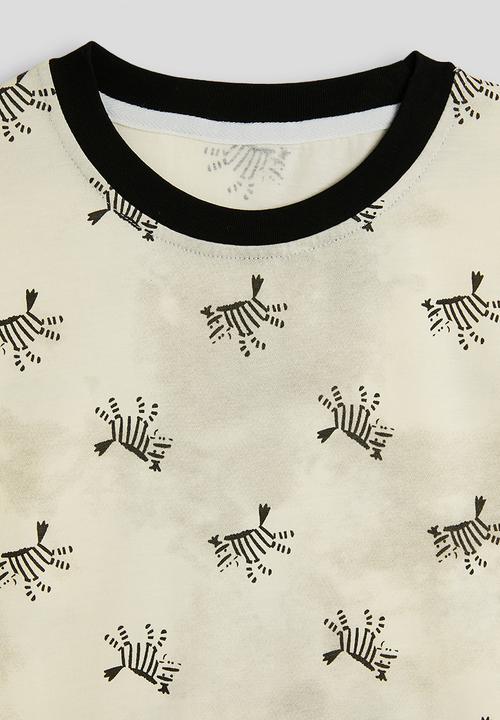 Pop Candy - Zebra aop tee - distressed ivory