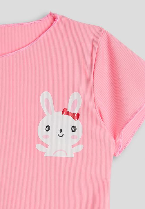 Pop Candy - Narrow rib tee - pink/bunny
