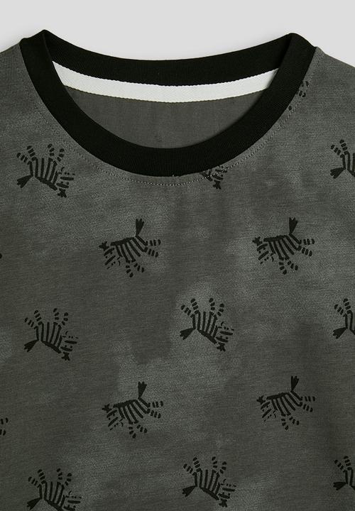 Pop Candy - Zebra aop tee - distressed charcoal