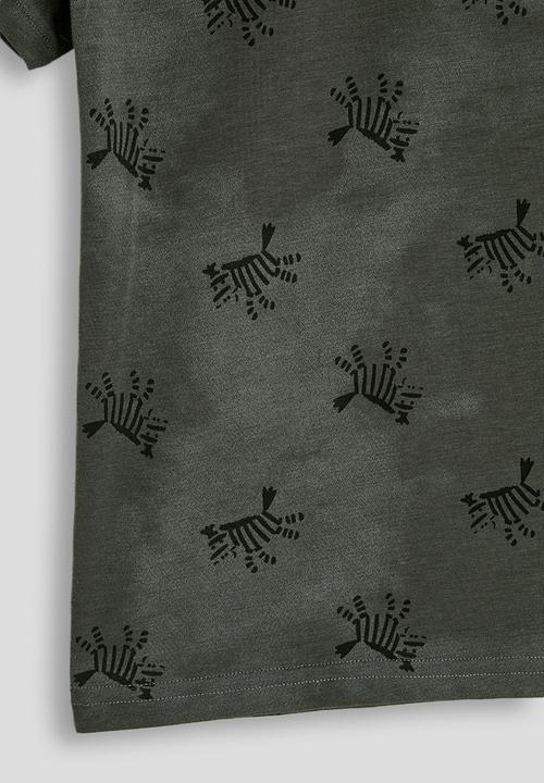 Pop Candy - Zebra aop tee - distressed charcoal