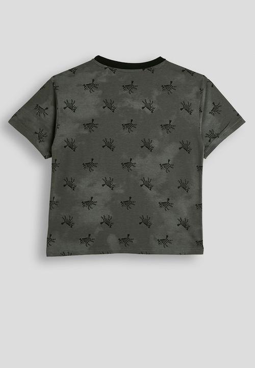 Pop Candy - Zebra aop tee - distressed charcoal