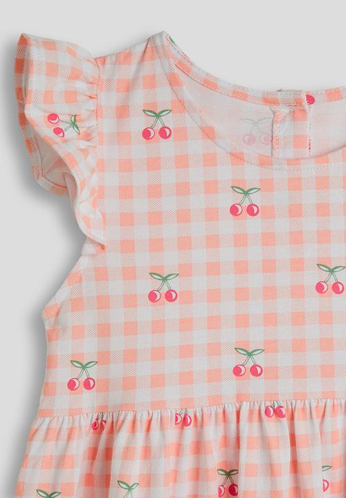 Pop Candy - Cherry aop skater dress - pink gingham