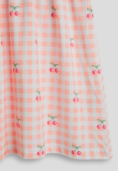 Pop Candy - Cherry aop skater dress - pink gingham