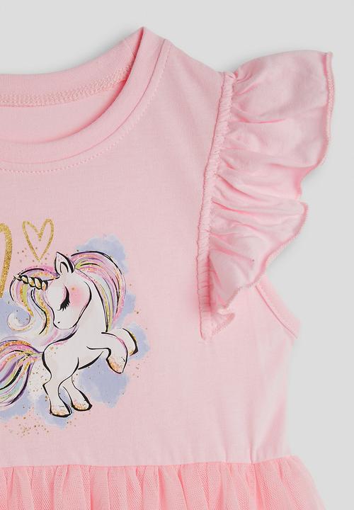 Pop Candy - Unicorn graphic tee dress with tulle skirt - pink