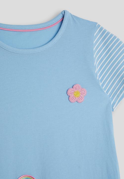 Pop Candy - Scattered applique t-shirt dress - blue