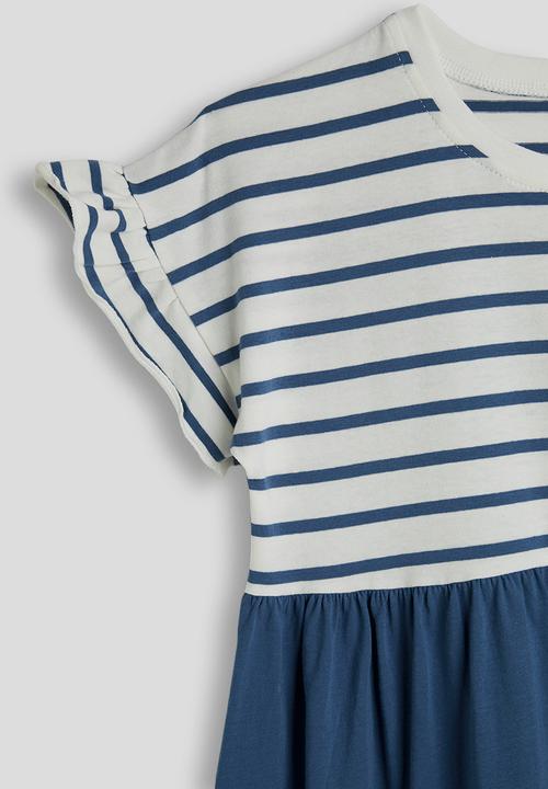 Pop Candy - Striped skater dress with fairy graphic - blue