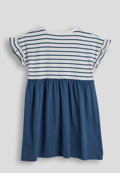 Pop Candy - Striped skater dress with fairy graphic - blue