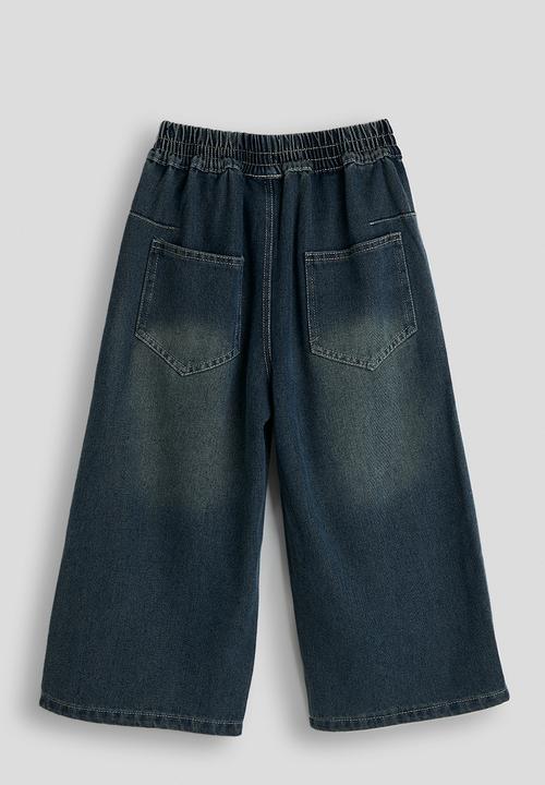 Pop Candy - Double side seam extra wide leg jeans - dark blue