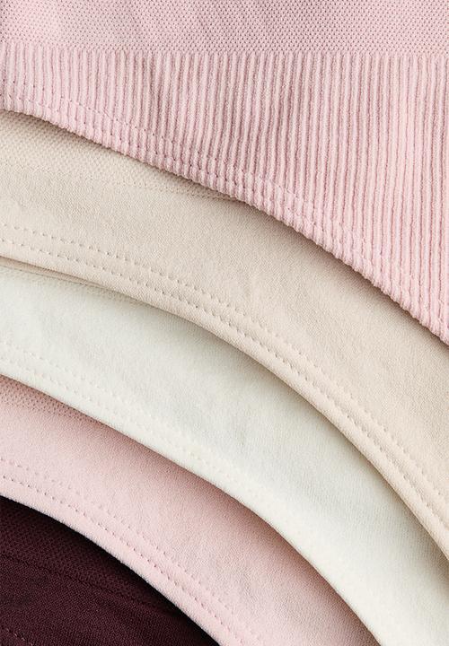 H&M - 5-Pack seamless thong briefs - light pink/burgundy