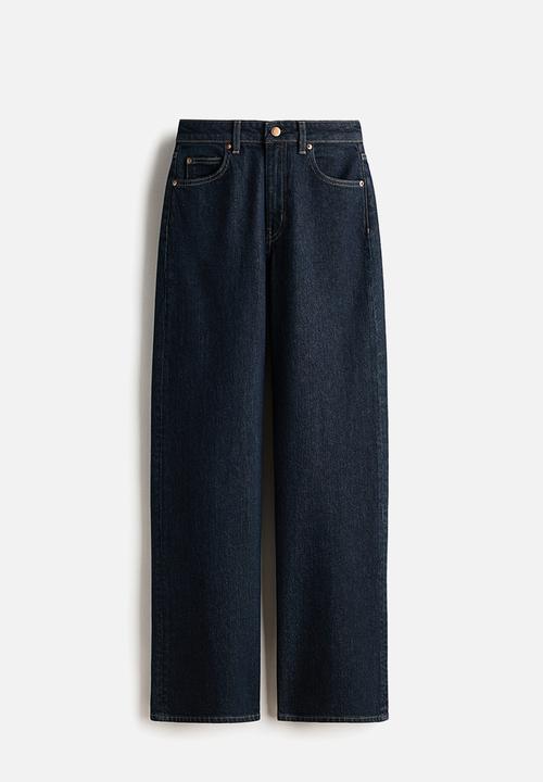 H&M - Wide high waist jeans - navy denim blue