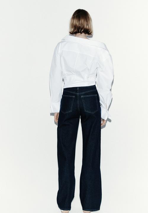 H&M - Wide high waist jeans - navy denim blue