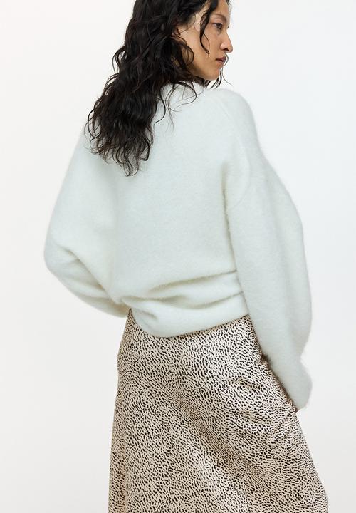 H&M - Midi skirt - light beige/patterned