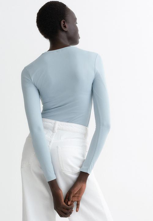 H&M - Long-sleeved microfibre top - light turquoise