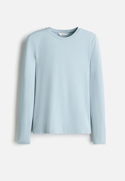 H&M - Long-sleeved microfibre top - light turquoise