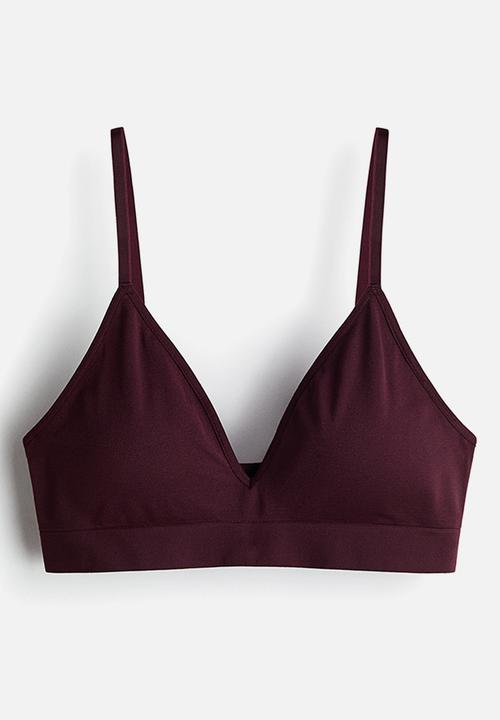 H&M - Seamless padded soft bra - burgundy