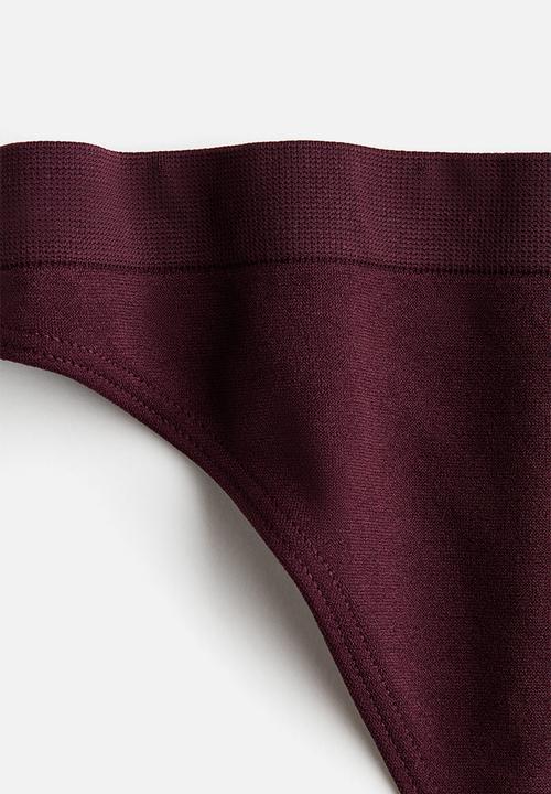 H&M - 2-Pack seamless thong briefs - burgundy