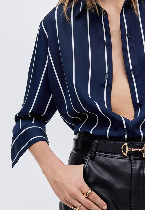H&M - Shirt - navy blue/striped