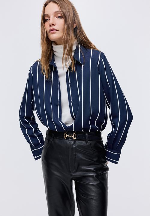 H&M - Shirt - navy blue/striped