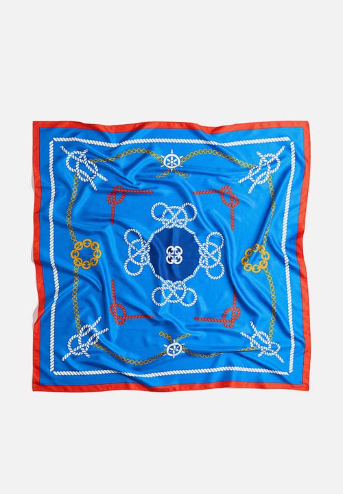 H&M - Patterned scarf - bright blue/knots