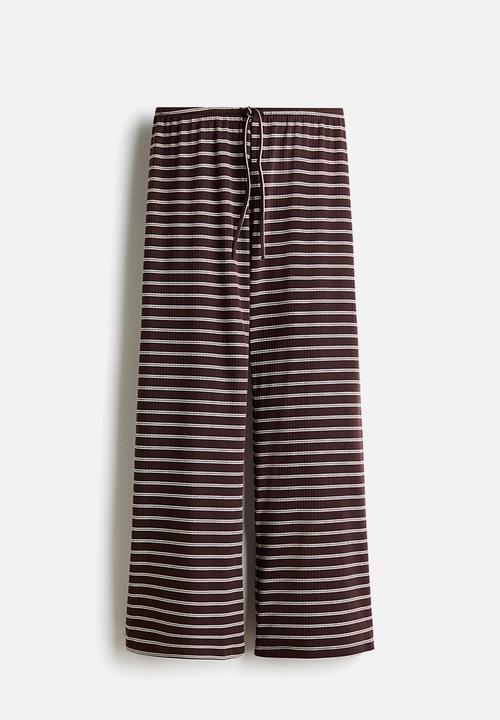 H&M - Cotton-blend trousers - dark brown/striped