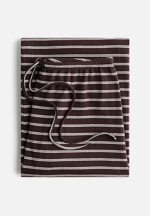 H&M - Cotton-blend trousers - dark brown/striped
