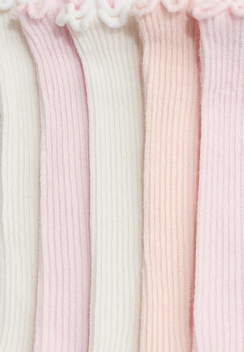 H&M - 5-pack rib-knit socks - light pink/powder pink/white