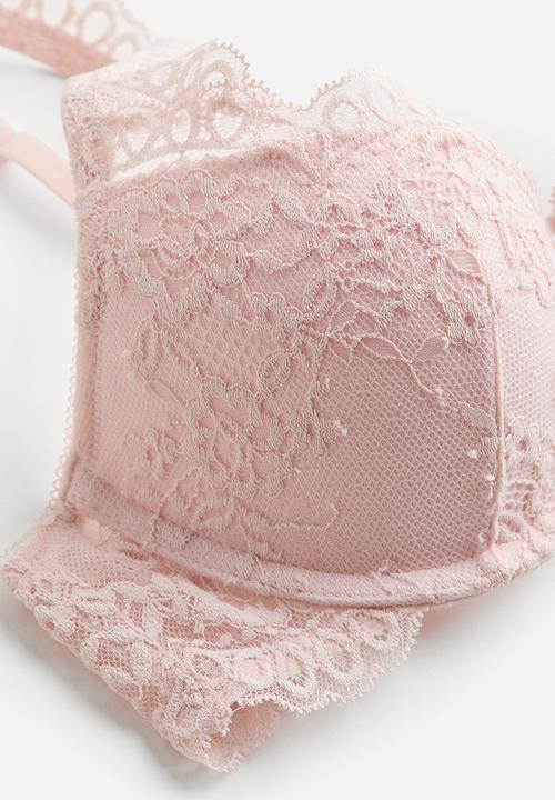 H&M - Lace push-up bra - light pink
