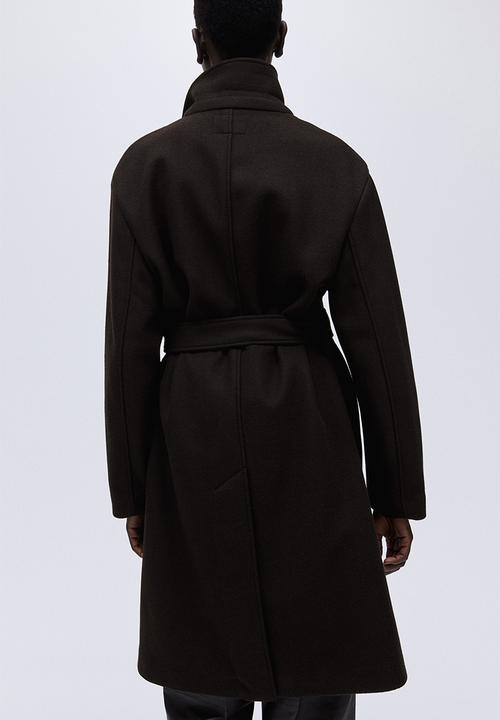 H&M - Tie-belt coat- dark brown