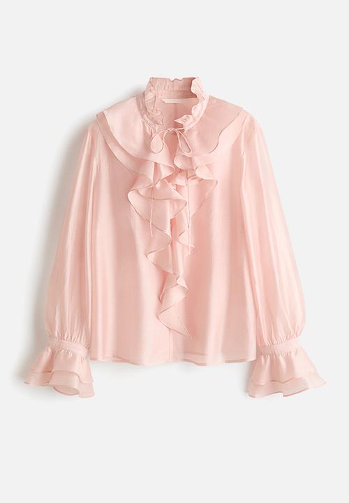 H&M - Flounced blouse - light peach pink