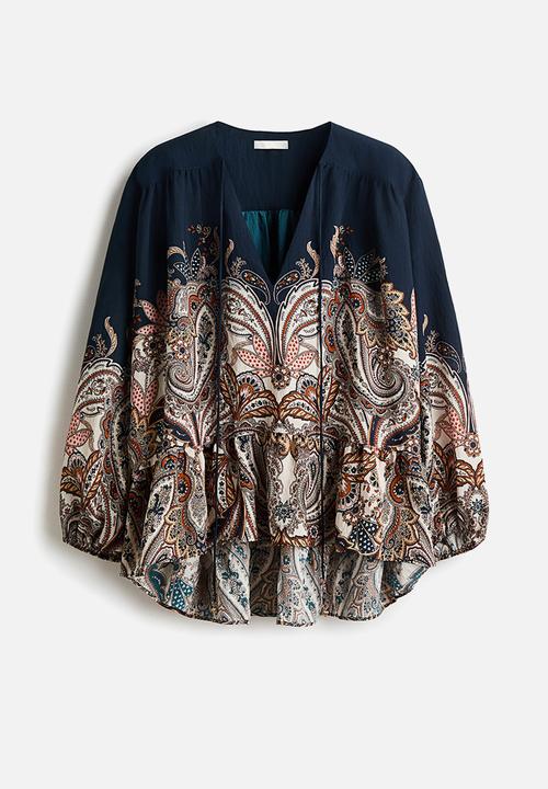 H&M - Oversized blouse - dark blue/paisley pattern