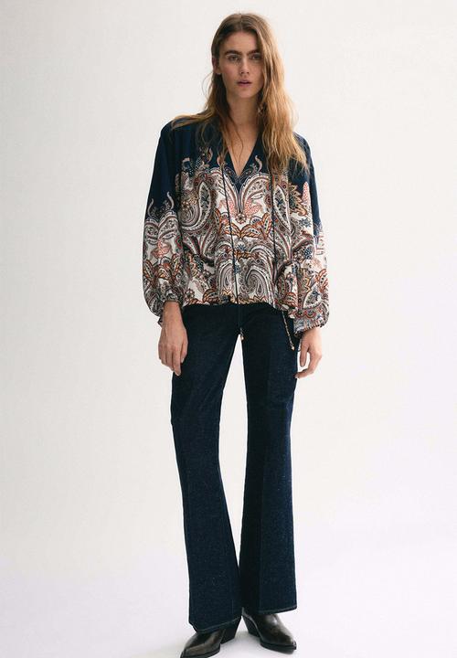H&M - Oversized blouse - dark blue/paisley pattern