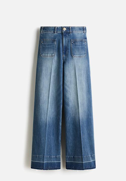 H&M - Wide high jeans - denim blue