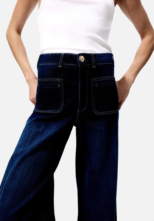 H&M - Wide high jeans - dark denim blue